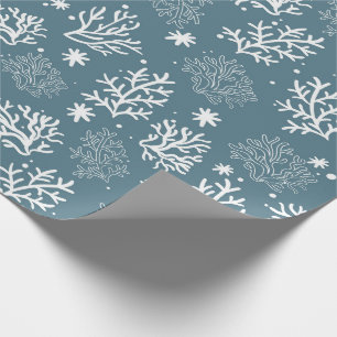 Cadeau Papier d'enveloppement de corail bleu et blanc