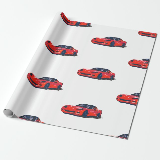 Cadeau Papier d'enveloppement de corvette C6 rouge (Déroulé)