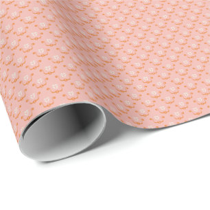 Cadeau Papier d'enveloppement de crête florale rose