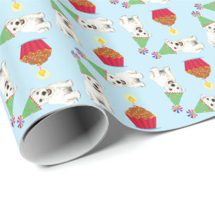 Cadeau Papier d'enveloppement de cupcake Westie