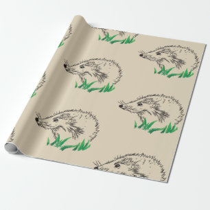 Cadeau Papier d'enveloppement de dessin de hérisson migno