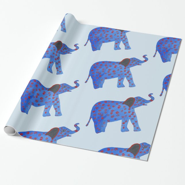 Cadeau Papier d'enveloppement de dessin éléphant (Déroulé)