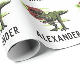 Cadeau Papier d'enveloppement de dinosaure personnalisé