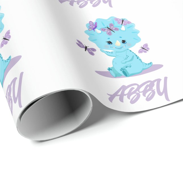 Cadeau Papier d'enveloppement de dinosaure personnalisé (Coin rond)