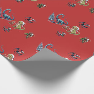 Cadeau Papier d'enveloppement de dinosaures de Noël migno
