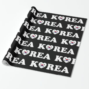 Cadeau Papier d'enveloppement de drapeau de coeur amoureu