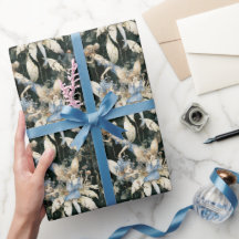 Papier d'enveloppement de fées et champignons bleu
