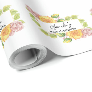 Cadeau Papier d'enveloppement de Fête des mariées jaune r