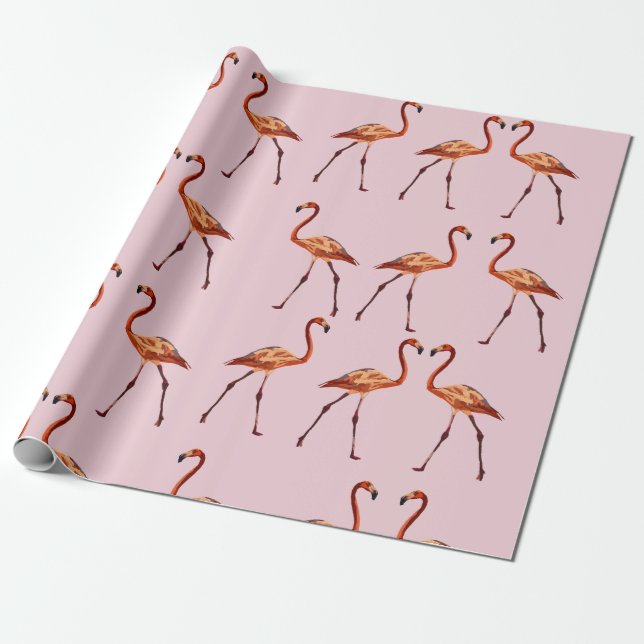 Cadeau Papier d'enveloppement de Flamants roses roses (Déroulé)
