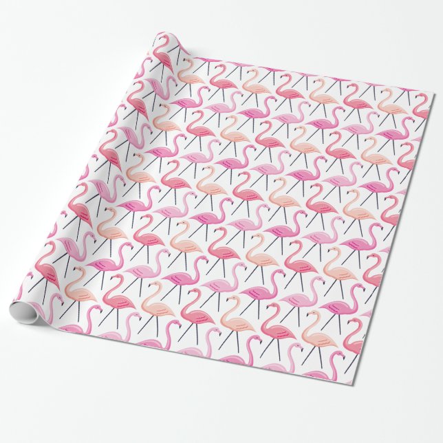 Cadeau Papier d'enveloppement de Flamants roses roses (Déroulé)