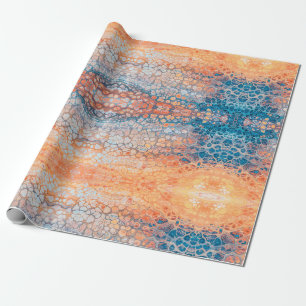 Cadeau Papier d'enveloppement de galets orange/bleu