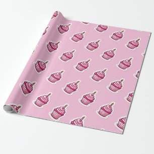 Cadeau Papier d'enveloppement de gâteau rose mignon