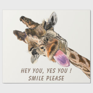 Cadeau Papier d'enveloppement de girafe amusant - Texte p