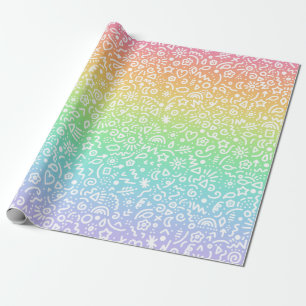 Cadeau Papier d'enveloppement de gribouillis arc-en-ciel