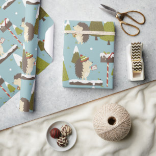 Cadeau Papier d'enveloppement de hérisson de Noël amusant