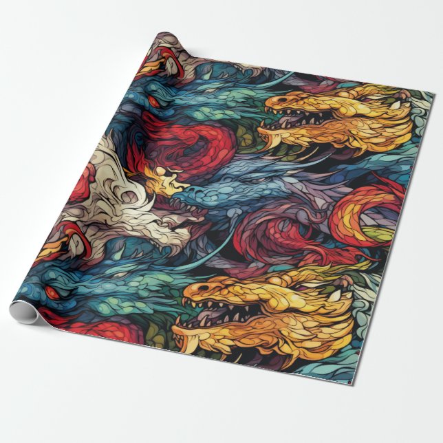 Cadeau Papier d'enveloppement de kaléidoscope à dragonfir (Déroulé)