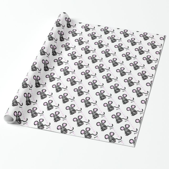 Cadeau Papier d'enveloppement de la souris Cute Mooska (Déroulé)