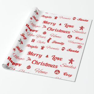 Cadeau Papier d'enveloppement de la typographie de Noël