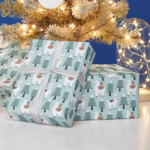 Cadeau Papier d'enveloppement de lamas de Noël