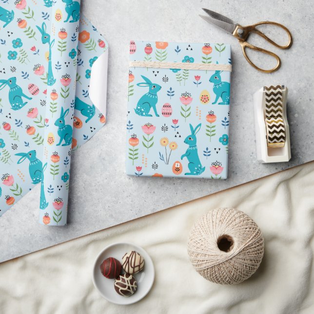 Cadeau Papier d'enveloppement de lapins de Pâques (Artisanat)