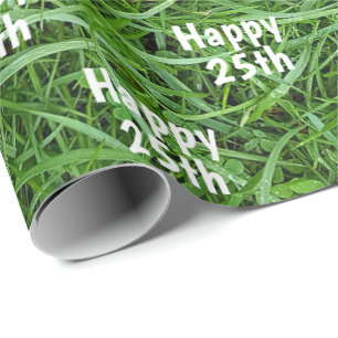 Cadeau Papier d'enveloppement de l'herbe verte 25e annive