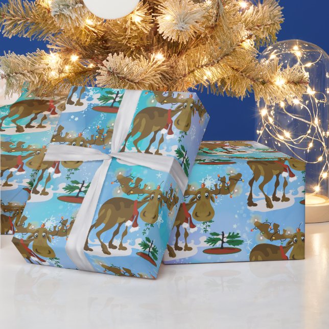 Cadeau Papier d'enveloppement de l'orignal de Noël en plu (Vacances)