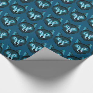 Cadeau Papier d'enveloppement de loup bleu