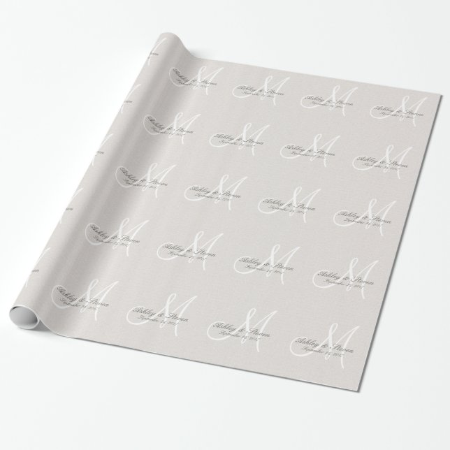 Cadeau Papier d'enveloppement de Mariage blanc de lin rus (Déroulé)