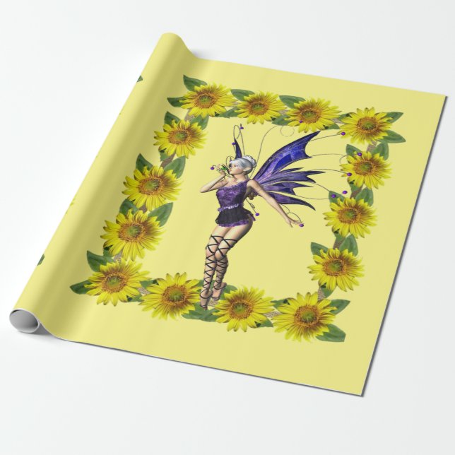Cadeau Papier d'enveloppement de matte de fleur de tourne (Déroulé)