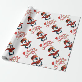 Cadeau Papier d'enveloppement de matte de pingouin de Noë