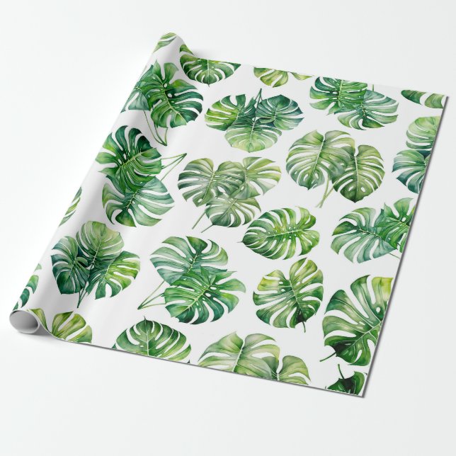 Cadeau Papier d'enveloppement de monstère tropicale (Déroulé)