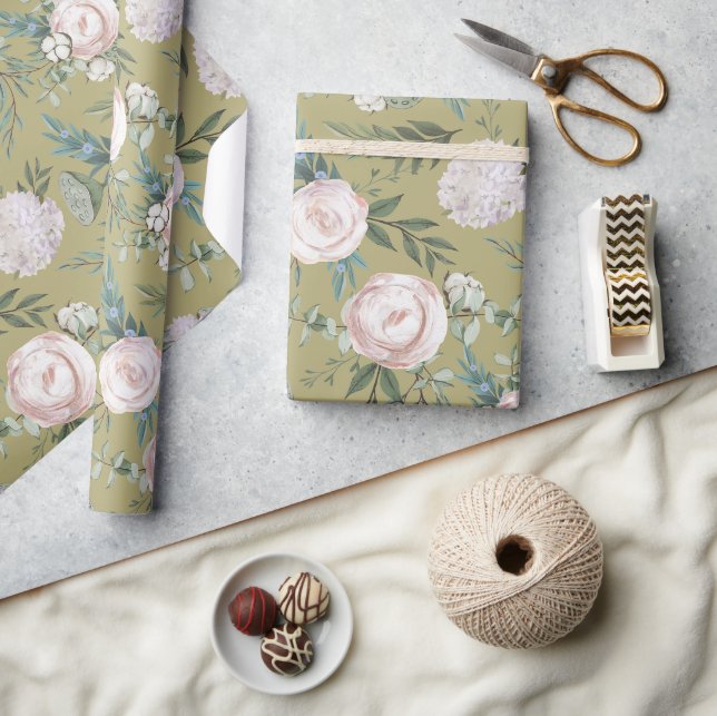 Cadeau Papier d'enveloppement de morue Rose Hydrangea Lot (Artisanat)