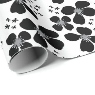 Cadeau Papier d'enveloppement de motifs floraux noir mode