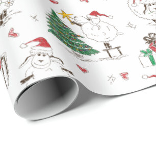 Cadeau Papier d'enveloppement de mouton de Noël amusant