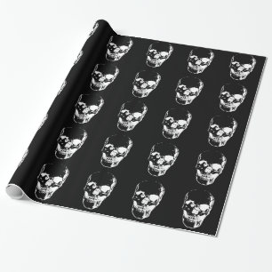 Cadeau Papier d'enveloppement de Noël à crâne noir et bla