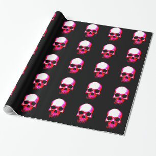 Cadeau Papier d'enveloppement de Noël à crâne noir et rou