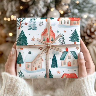 Cadeau Papier d'enveloppement de Noël à la ferme d'hiver