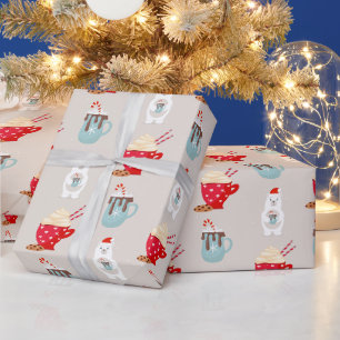 Cadeau Papier d'enveloppement de Noël à l'ours polaire et