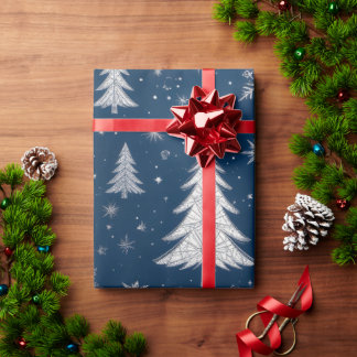 Cadeau Papier d'enveloppement de Noël bleu nuit
