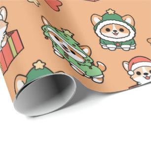 Cadeau Papier d'enveloppement de Noël Corgi