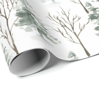 Cadeau Papier d'enveloppement de Noël de la forêt de pins