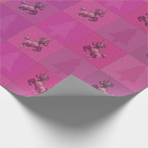 Cadeau Papier d'enveloppement de Noël de la licorne (rose