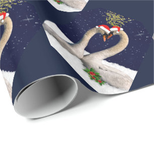 Cadeau Papier d'enveloppement de Noël des cygnes saisonni