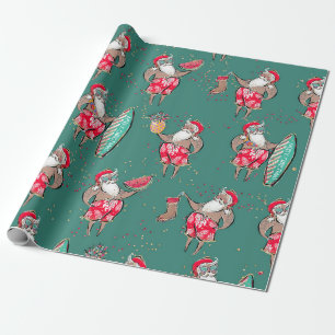 Cadeau Papier d'enveloppement de Noël des Fêtes tropicale