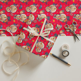 Cadeau Papier d'enveloppement de Noël des Fêtes tropicale