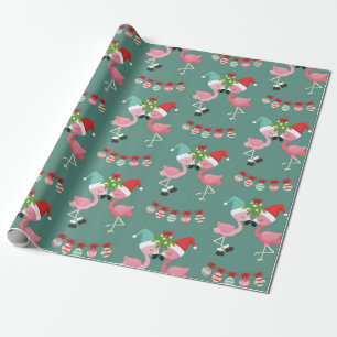 Cadeau Papier d'enveloppement de Noël Flamant rose rose