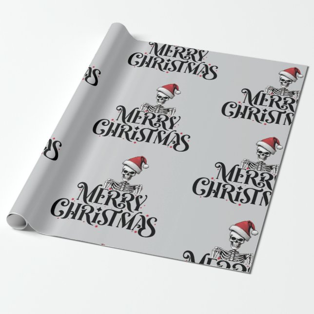 Cadeau Papier d'enveloppement de Noël gothique squelette (Déroulé)