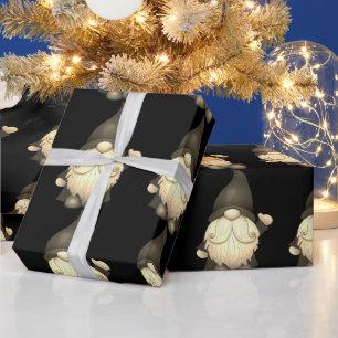 Cadeau Papier d'enveloppement de Noël nain Gnome Noir mig