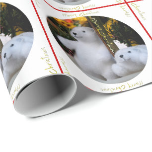 Cadeau Papier d'enveloppement de Noël Nounours blanc mig