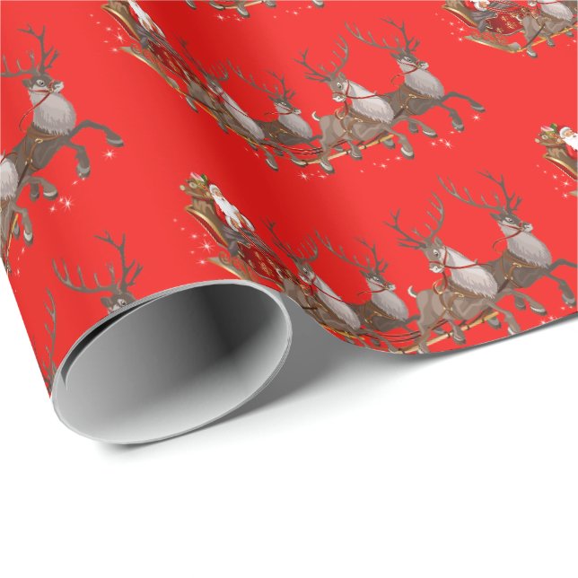 Cadeau Papier d'enveloppement de Noël-Père Noël (Coin rond)
